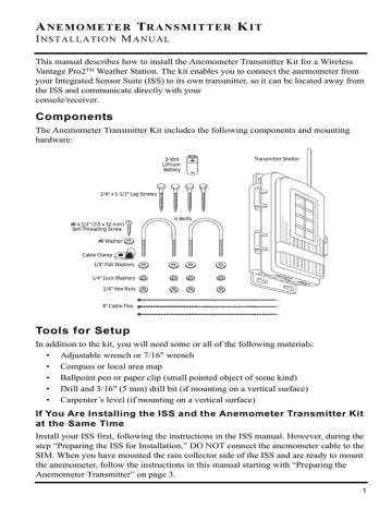 Davis Instruments Anemometer Transmitter Kit Installation manual | Manualzz