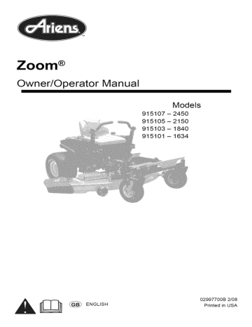 Ariens 91510100 (101-999999) Lawn Mower Operator Manual | Manualzz