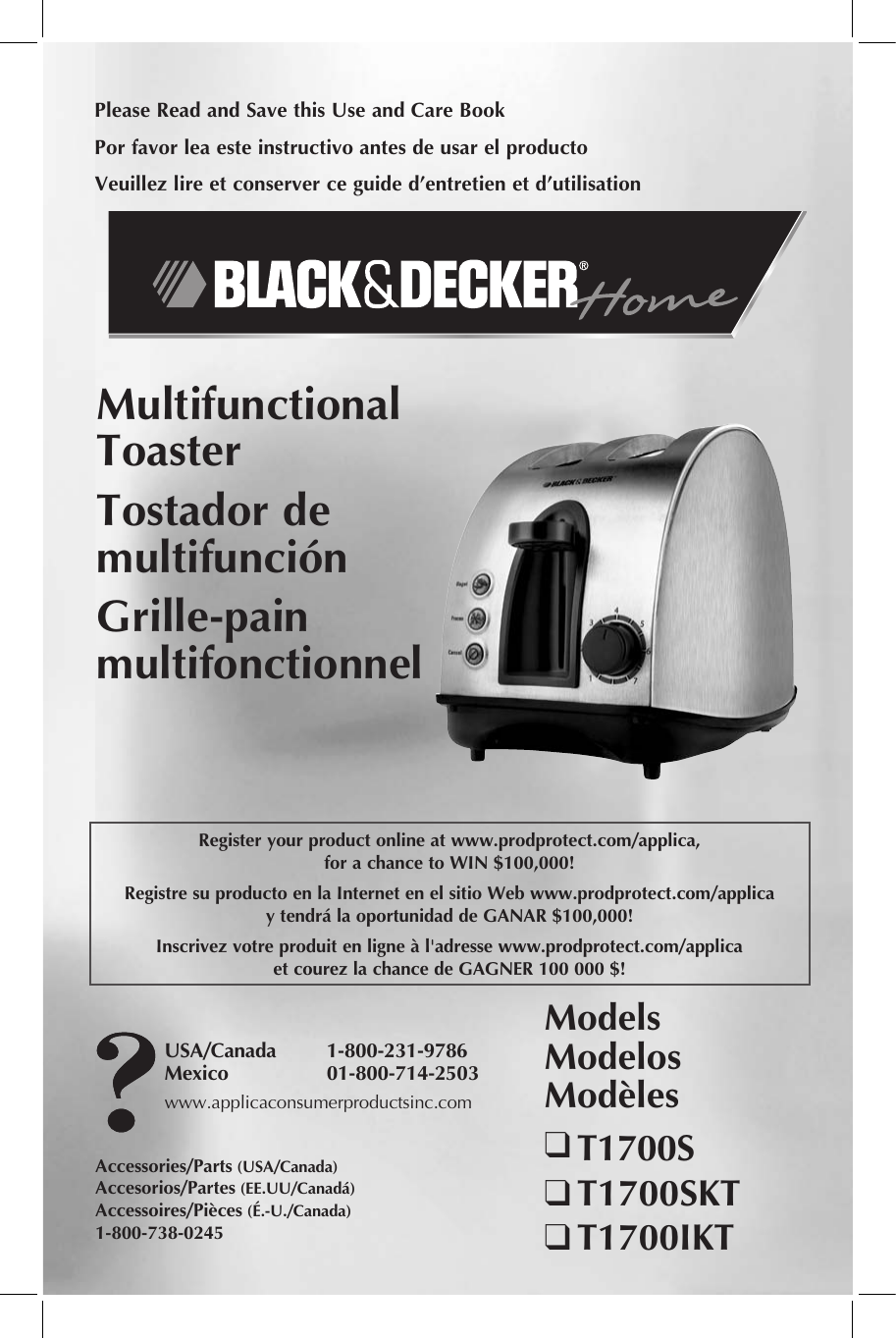 Black and Decker Appliances T1700IKT MULTIFUNCTIONAL TOASTER Use and