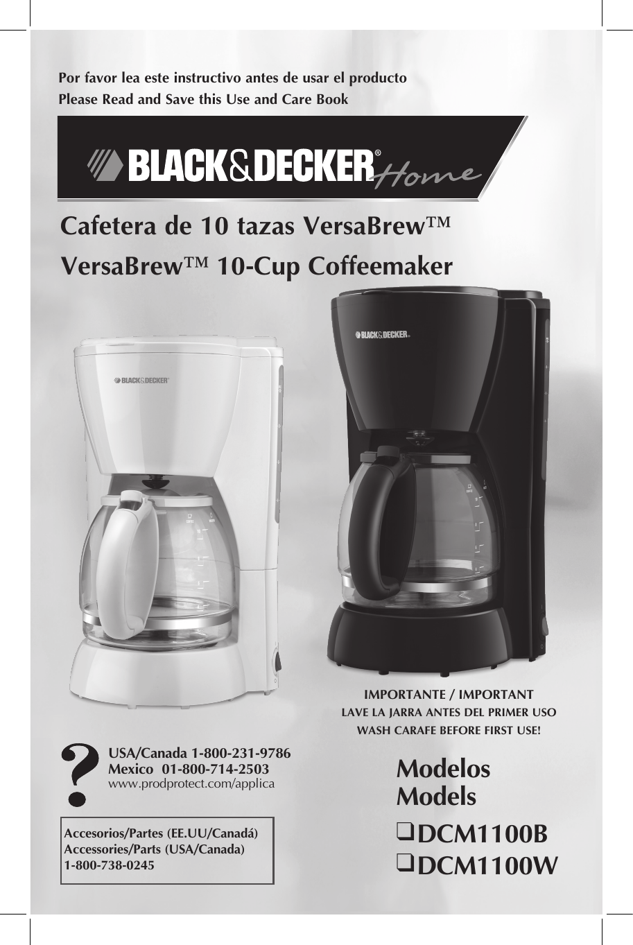 Black and Decker Appliances DCM1100W VERSABREW 10-cup coffeemaker Use and  Care Manual | Manualzz