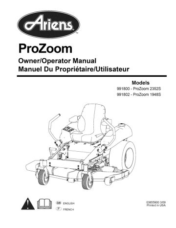 Ariens 99180200 (101-999999) Zero-Turn Riding Lawn Mower Owner's Manual | Manualzz