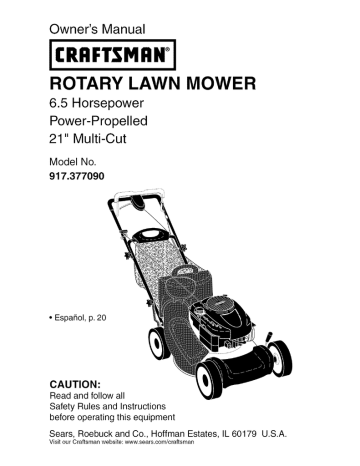 Owner's manual | Craftsman 917.377090 Owner`s manual | Manualzz