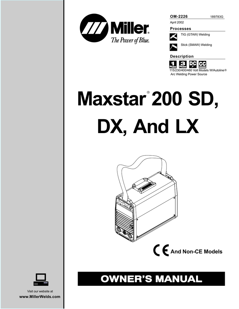Miller Maxstar 200 LX Owner`s manual | Manualzz