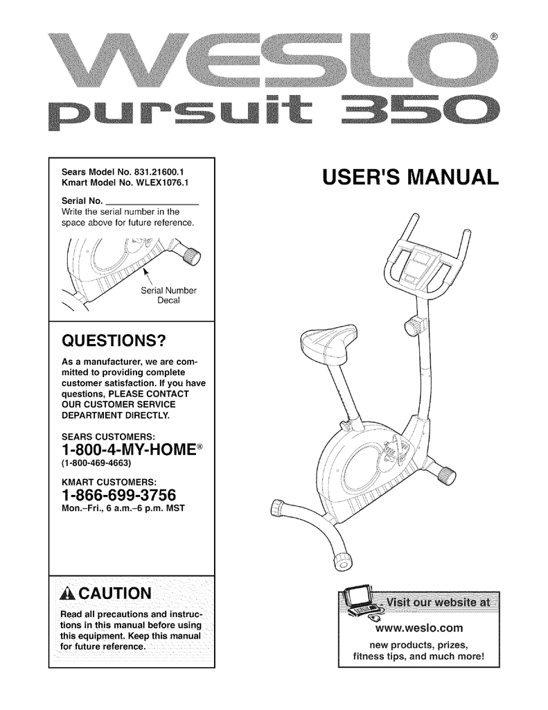 weslo pursuit 350 exercise bike