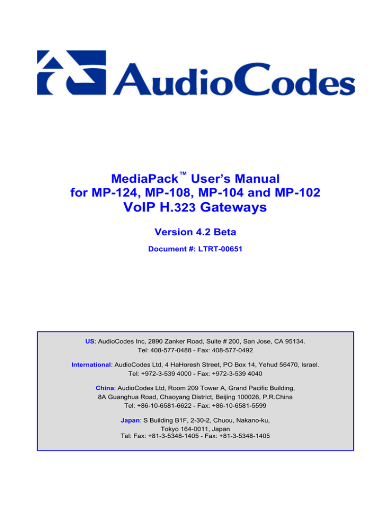 AudioCodes MP-102 User`s manual | Manualzz