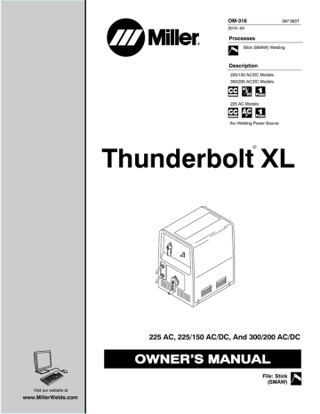 Miller Thunderbolt 225 Owner's manual | Manualzz