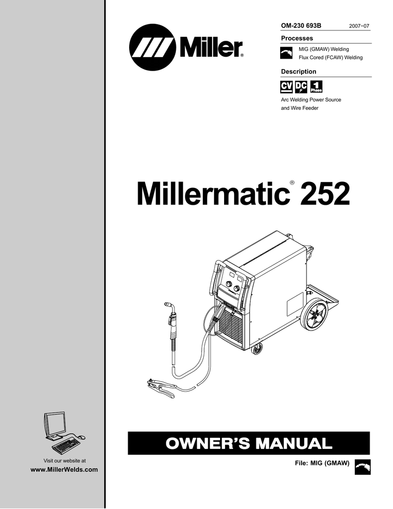 Miller Millermatic 252 Owner`s manual | Manualzz