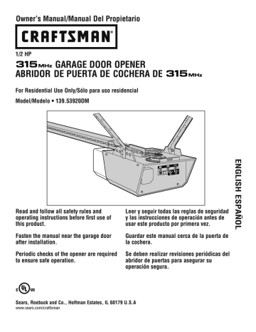 Craftsman 139 53920dm Owner S Manual