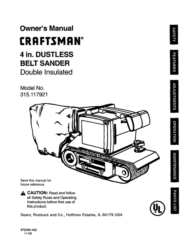 Craftsman 315 117921 Owner S Manual Manualzz