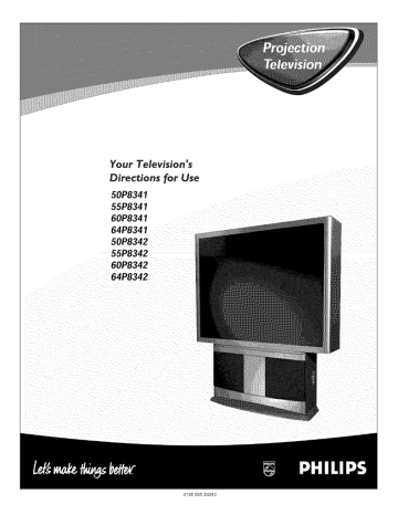 Magnavox 55P8342 Projection Television Owner's Manual | Manualzz