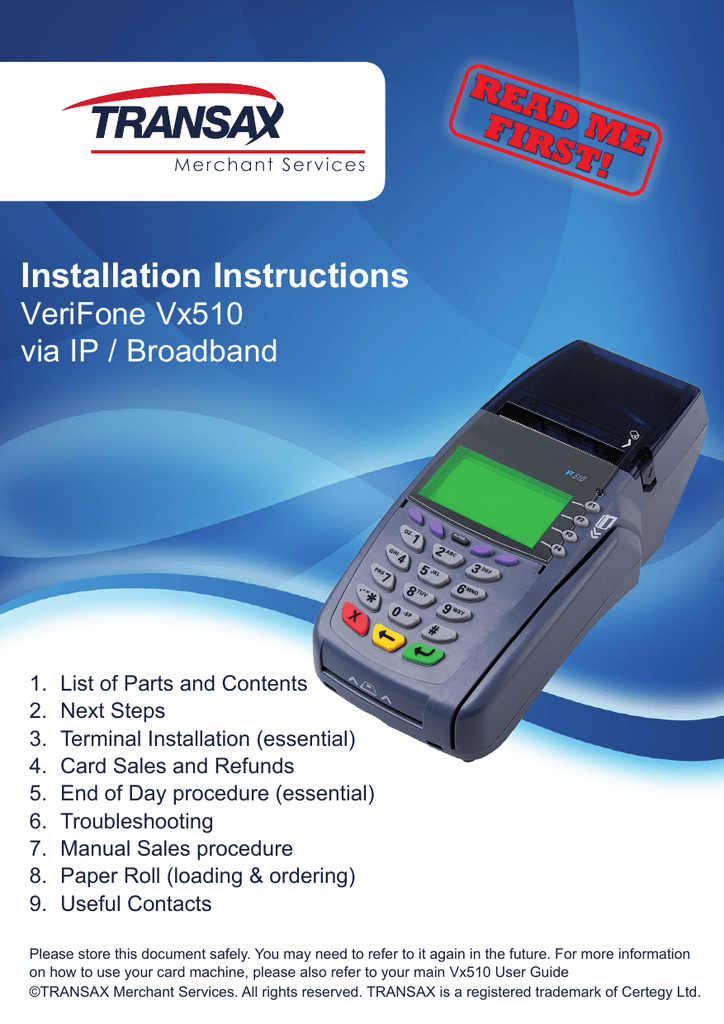 VeriFone Vx510 User guide | Manualzz