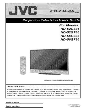 JVC HD-52G886 Projection Television Owner's Manual | Manualzz