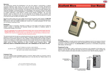 User manual | AlcoHawk Micro | Manualzz