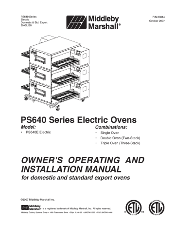 Middleby Marshall PS640G Installation Manual | Manualzz