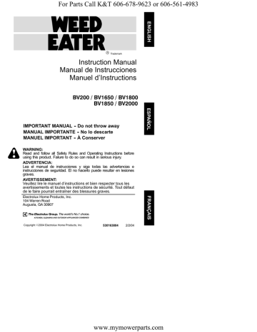 Weed Eater 530163804 Instruction manual | Manualzz