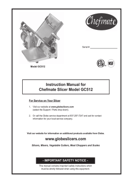 Globe Food Equipment GC512 Instruction manual