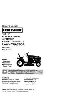 Craftsman riding outlet mower 917 manual