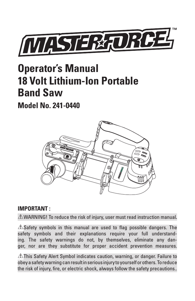 MasterForce 2410440 Operator`s manual Manualzz