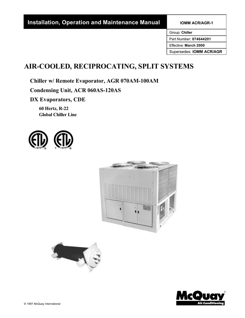 McQuay AGR 080AS Product manual | manualzz.com McQuay AGR 080AS Product manual | manualzz.com