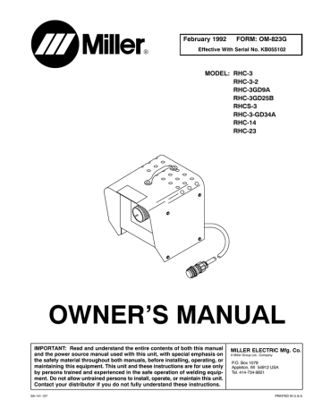 Miller Electric RHC-23 Owner`s manual | Manualzz
