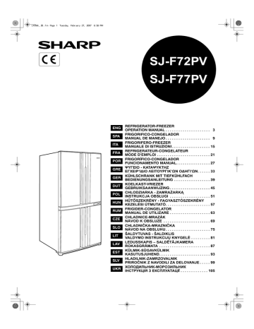 Sharp SJ-F77PV Εγχειρίδιο χρήστη | Manualzz