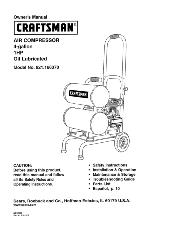 Craftsman 921.166370 Owner`s manual | Manualzz