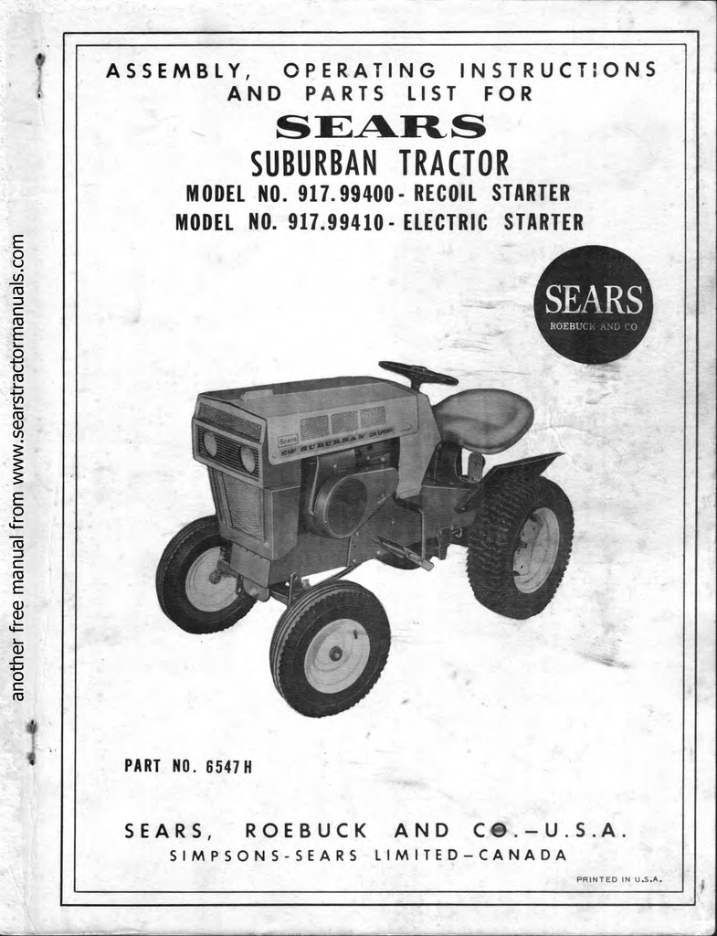 Wiring Diagram For Sears Suburban Tractor Wiring Diagram
