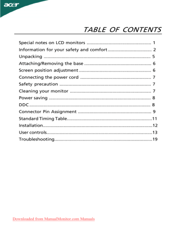 Acer P206hv Operating Instructions Manualzz