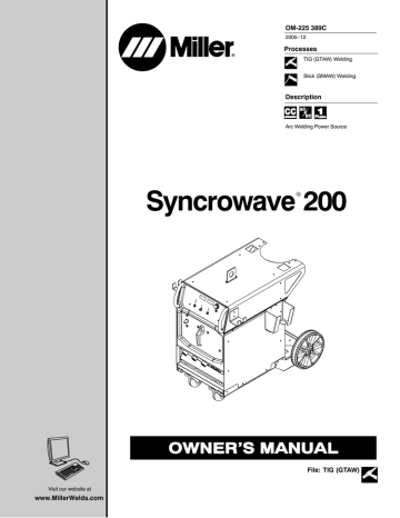 Miller Syncrowave 200 Owner`s manual | Manualzz