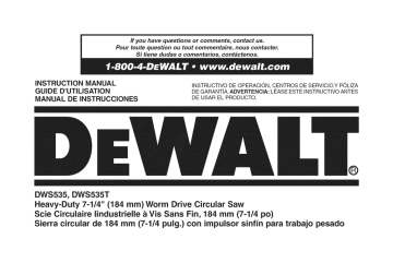 DeWalt DWS535T Saw Instruction manual | Manualzz