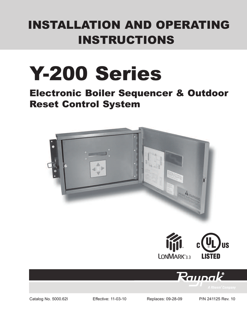 Raypak Y 200 Operating Instructions Manualzz