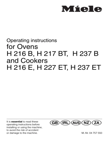 Miele H 216 B Operating Instructions | Manualzz