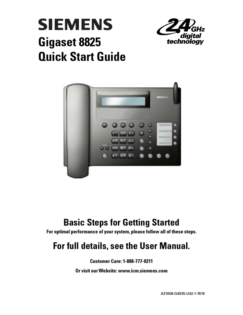 Siemens Gigaset 8825 User Manual Manualzz