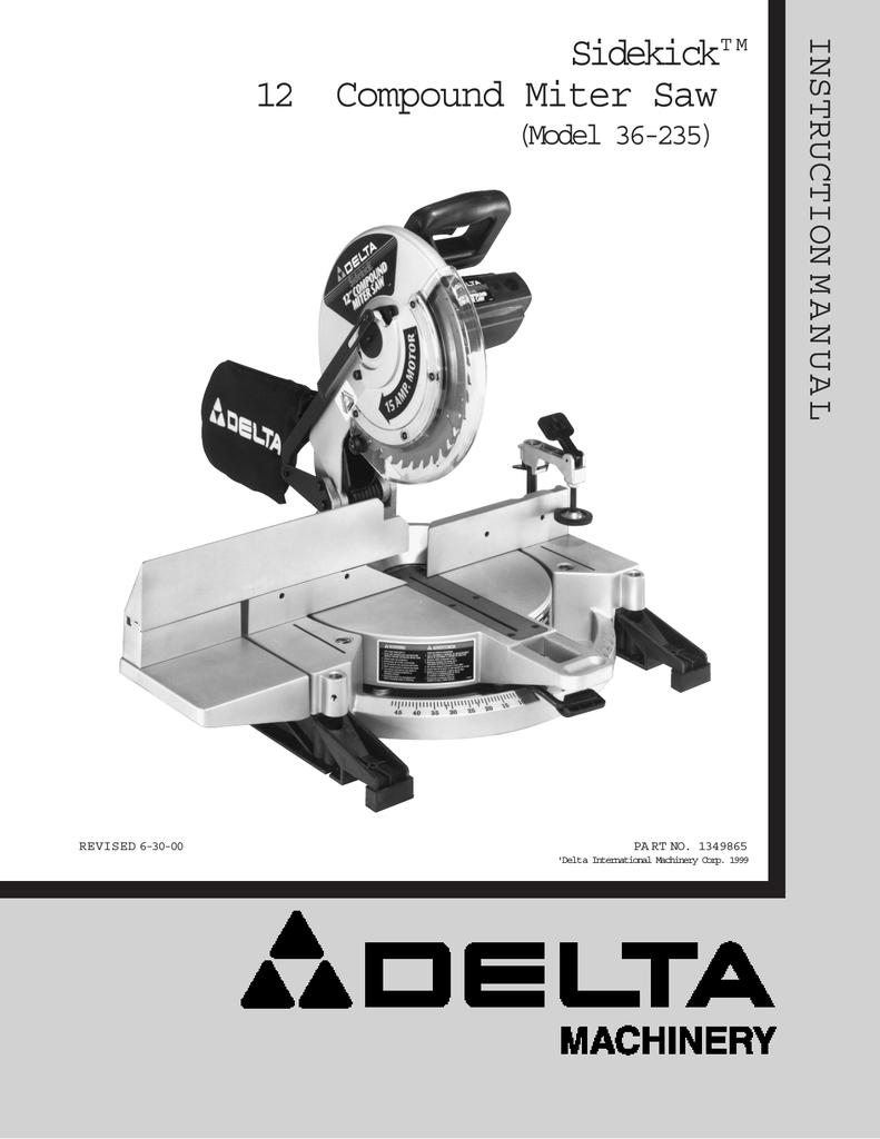 Delta 36-240 36-250 Sidekick 10" Compound Slide Saw Instruction Manual 