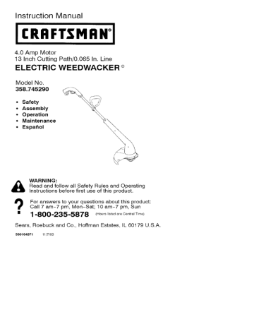 Craftsman 358745290 Trimmer Instruction manual | Manualzz