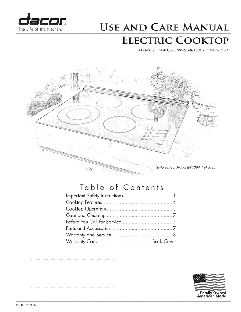 Dacor Cooktop Millennia Met304 Manualzz Com