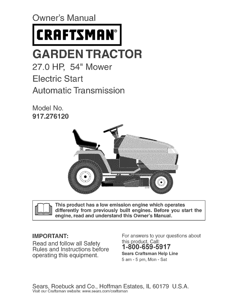 Craftsman 26 Hp 54 Lawn Tractor Parts Manual | Reviewmotors.co