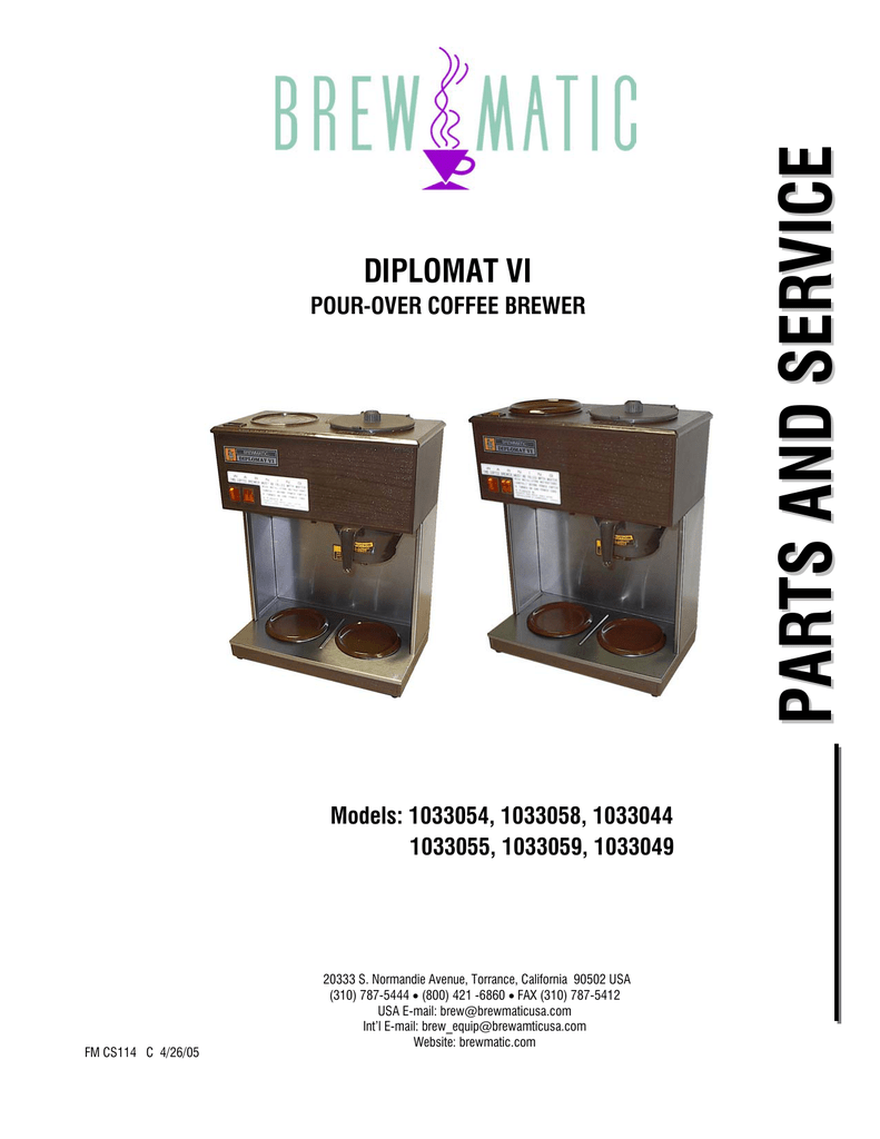 Brewmatic 1033055 Service manual | Manualzz