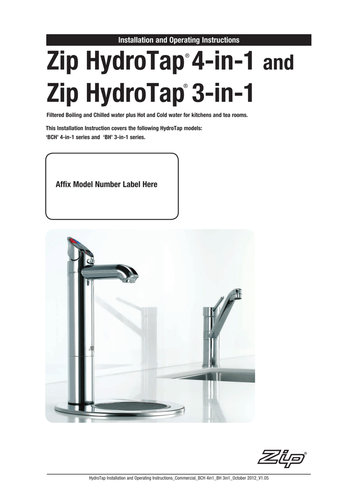 Zip HydroTap Operating instructions Manualzz