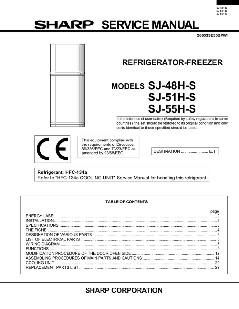 Sharp SJ-63M-GY Service manual | Manualzz