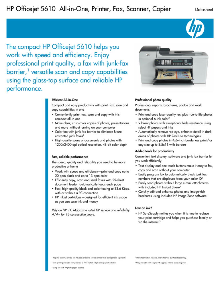 hp 5610 all in one printer ink