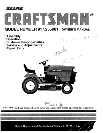 Craftsman 917.255981 Specifications | Manualzz
