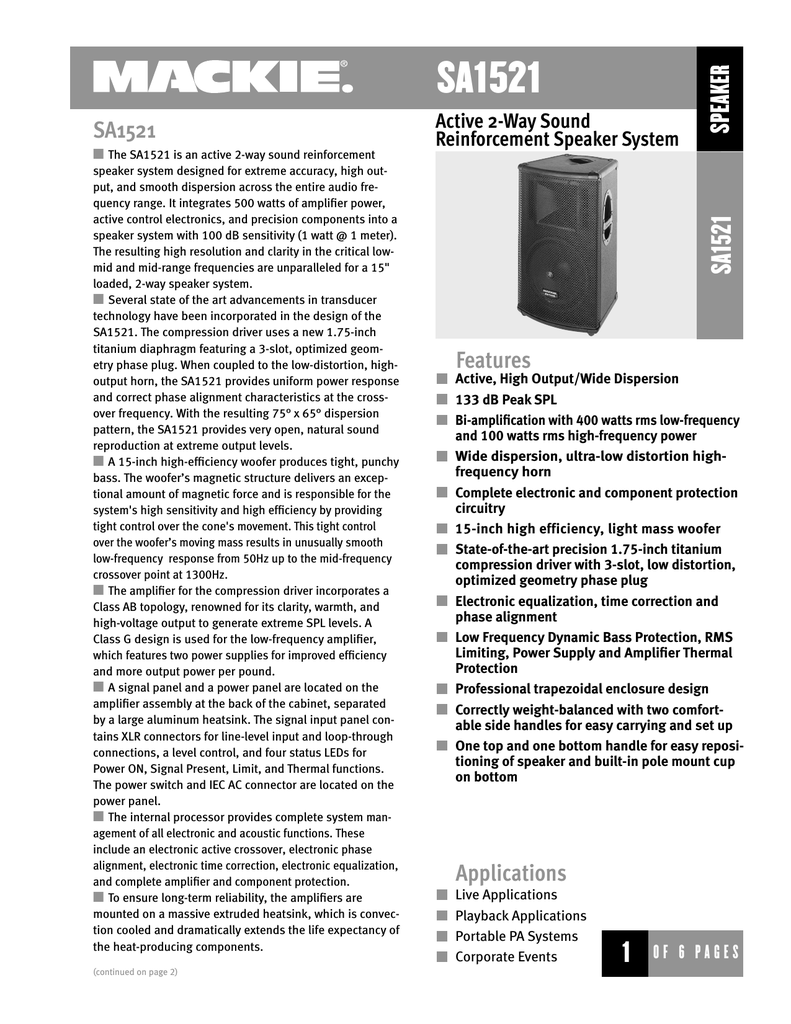 mackie sa1521 speaker