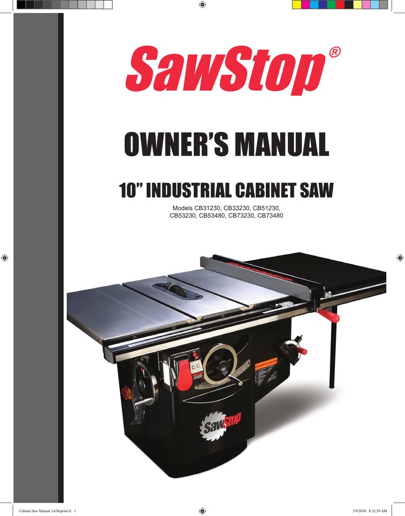 SawStop CB31230 Owner`s manual Manualzz