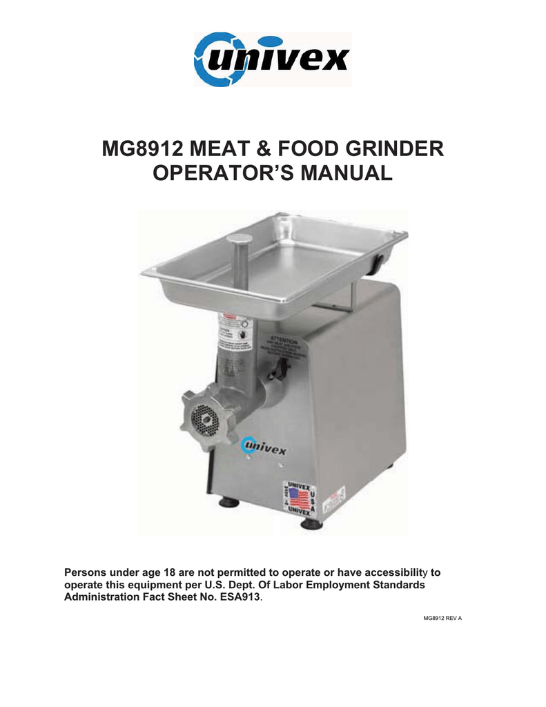 MG89 - Countertop Meat Grinder - Univex Corporation