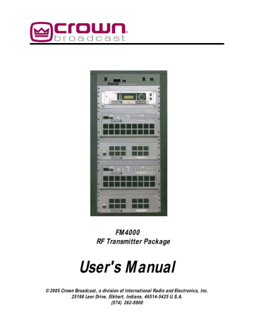 Crown Broadcast FM4000 User`s manual | Manualzz