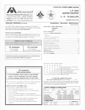 Atwood MPD 93755 Installation Operation & Maintenance | Manualzz