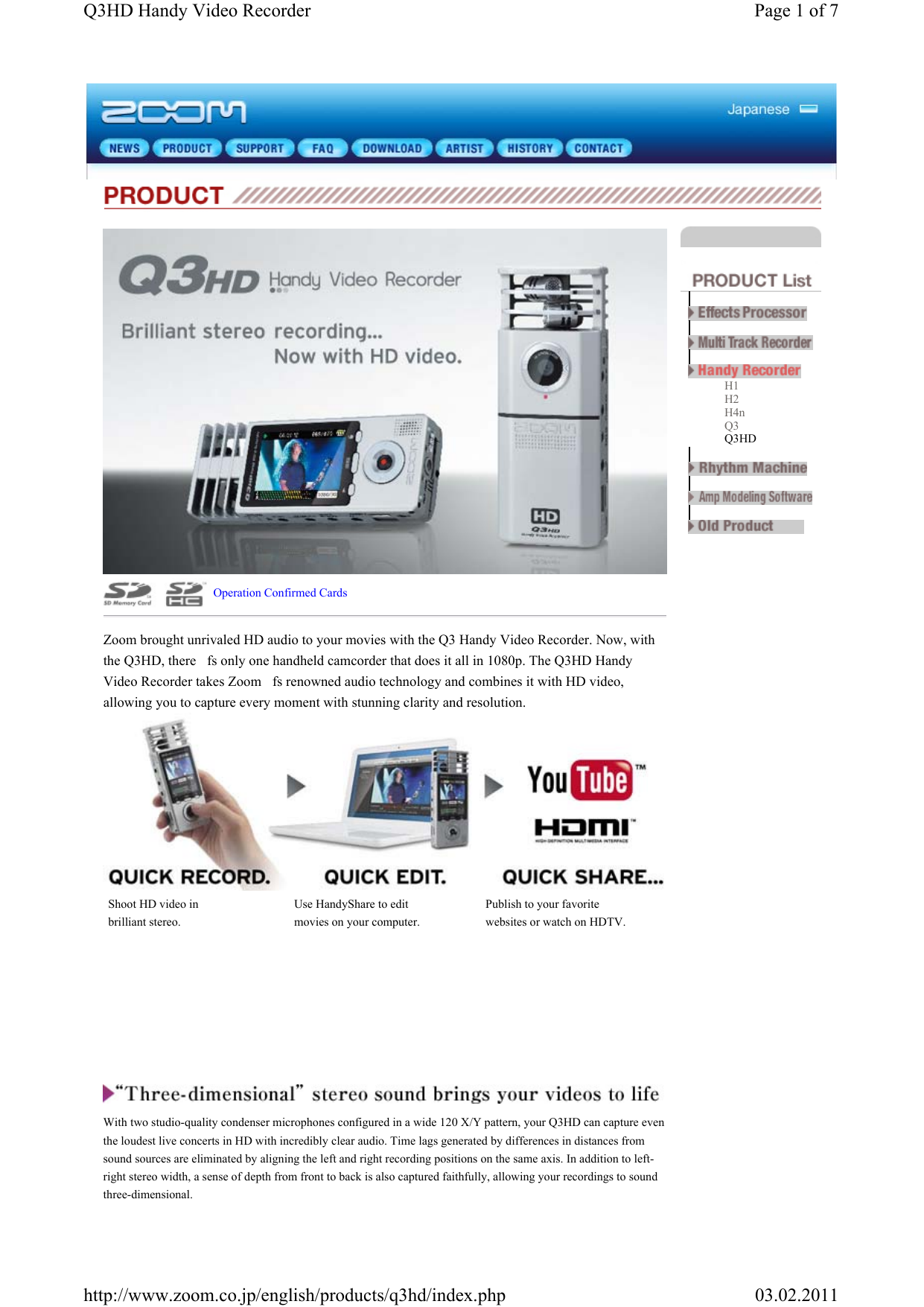 Zoom Q3 Handy User Manual Manualzz