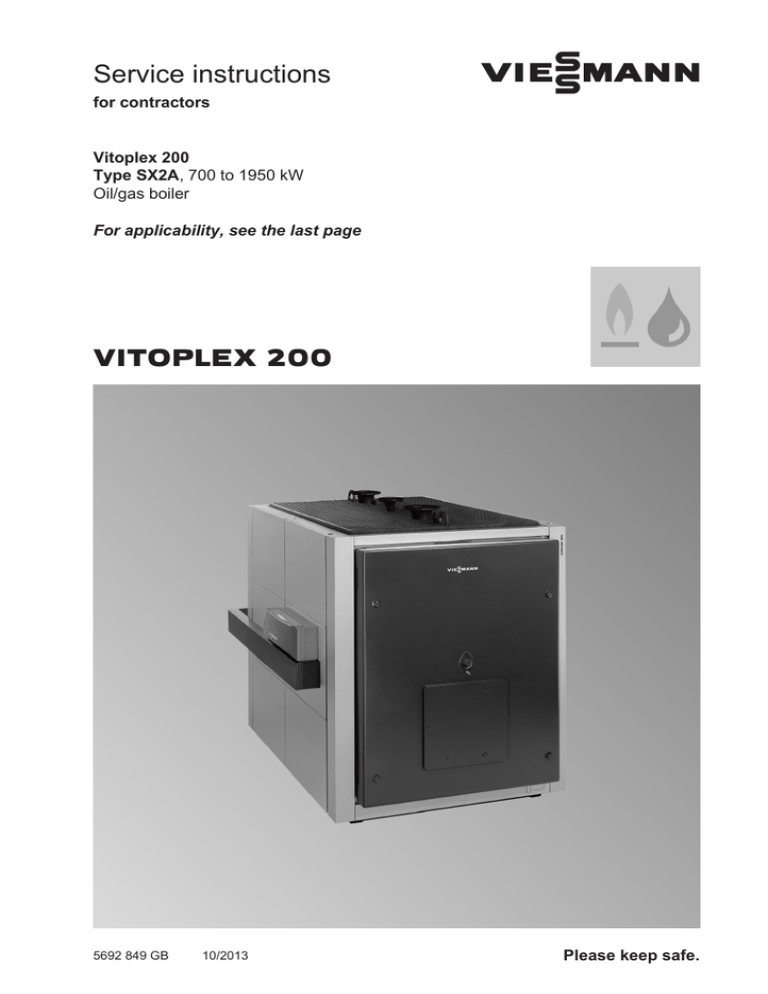 Viessmann VITOPLEX 200 Type SX2A Operating instructions | Manualzz