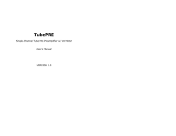 Presonus Audio electronic TUBEPRE - User manual | manualzz.com